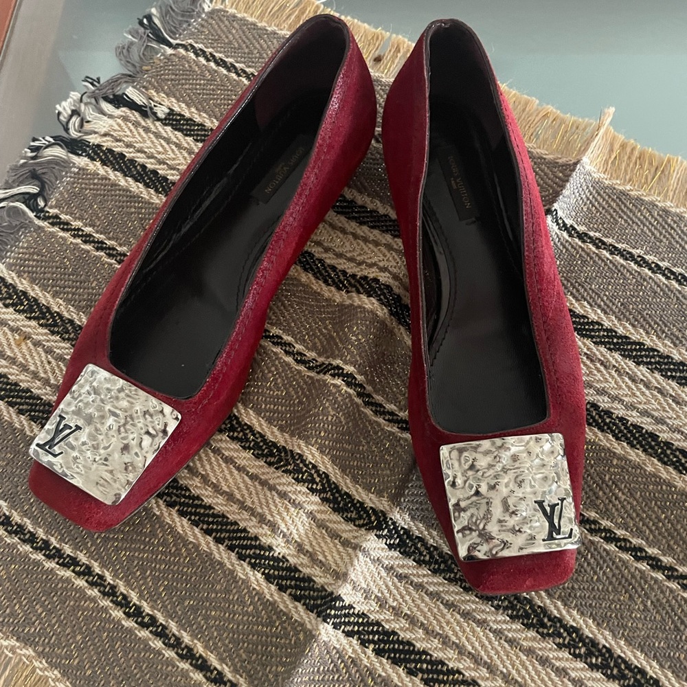 Louis Vuitton Ballerina flats with 1/2” heel.  Classic